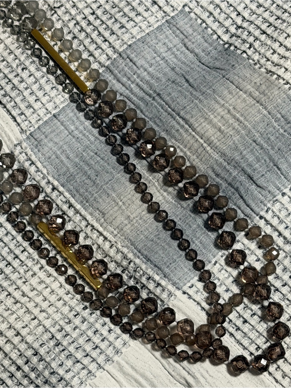 Lafayette 148 Multi-Strand Gray and Brown Beaded Necklace with Gold Accents - Picture 3 of 5